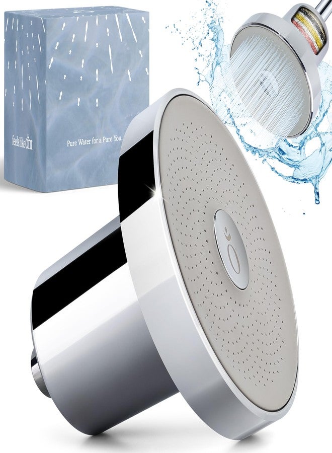 Feels Like Om - 20-Stage Shower Water Filter with Activated Carbon (Silver with Grey Face Plate) - Image 1